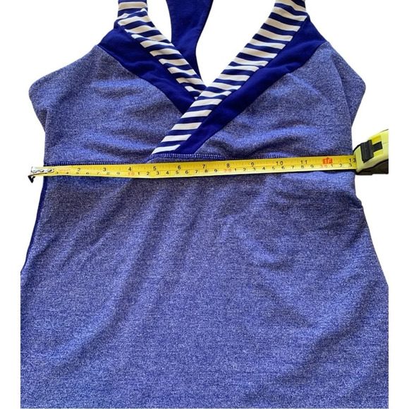 Lululemon Deep Breath V Wrap Neckline Racerback Pigment Blue Stripe Workout Tank - Picture 8 of 13